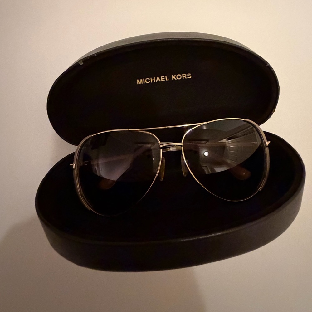 Michael Kors Aviator Sunglasses in Brown Gradient with Gold Frame